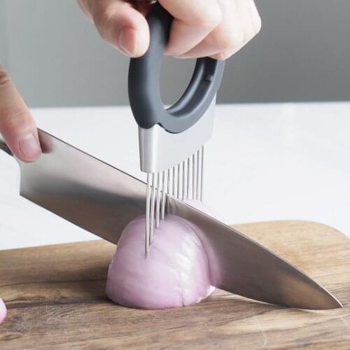 New Stainless Steel Onion Holder Fruit Vegetable Potato Cutter Slicer Onion Needle Cutting Tool Meat Hold Kitchen Gadgets