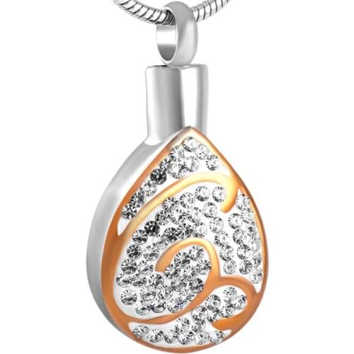 IJD8547 New Arrive Crystal Tear drop Cremation Pendant&Necklace Hold Ashes Keepsake Memorial Urn Jewlery by Stainless Steel