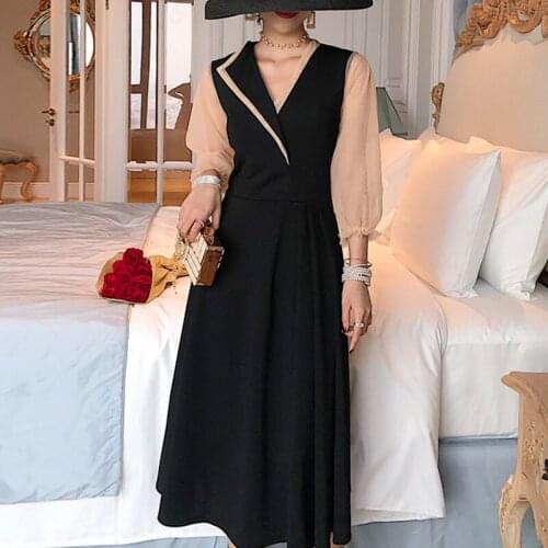 New arrival comfortable fashion patchwork formal dress temperamental work style fresh personality elegant spring ol a-line dress