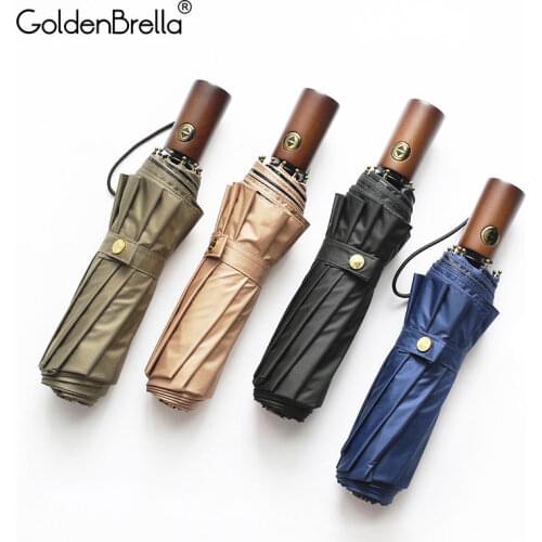 Super Strong Big Wood Hand Umbrella Business Men/Women Automatic Umbrella Wide Windproof Gift Umbrella Wholesale prices