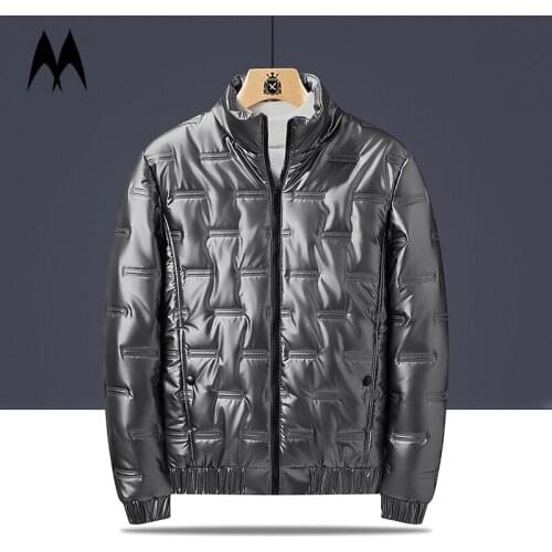 2021 Winter New Mens Parkas Jackets Korean Fashion Glossy Coat Men Thick Fleece Casual Warm Hooded Outwear Loose Clothing