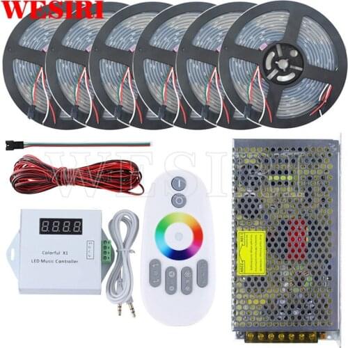 DC12V 5m/10m/15m/20m25m/30m 150leds WS2811 Addressable LED Pixel Strip Waterproof+Remote Music Controller+Power Supply Kit