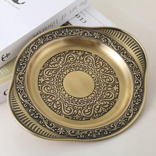 European Style Retro Wine Serving Tray Antique Generation Palace Decorative Tray Creative Home Fashion Luxury Metal Fruit Plate