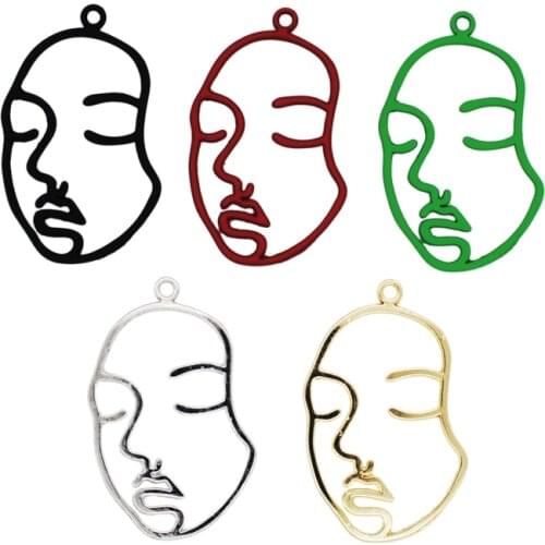 10pcs/lot 27x44mm Human Face Shape Charm For Jewelry Making And Crafting Earring Pendants Fashion Accessories
