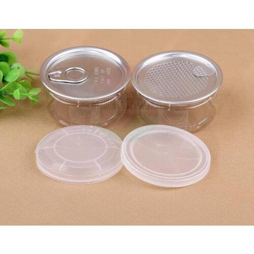 Clear plastic jar PET with metal lid airtight tin Can pull ring bho oi Concentrate Container food Herb Storage 100ML