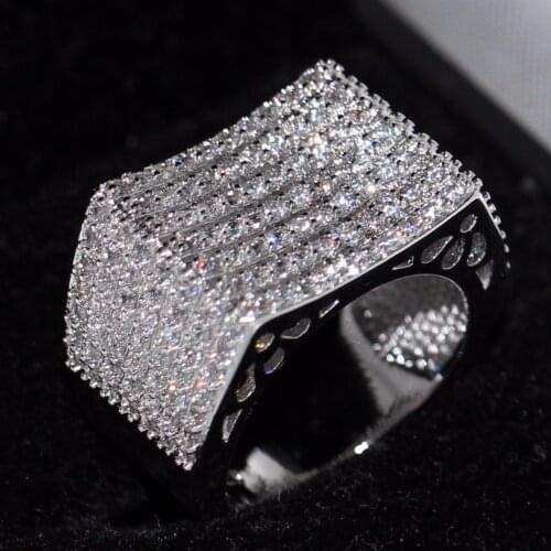 Size 5-11 Stunning Luxury Jewelry 925 Sterling Silver Filled Pave Full White Cubic Zirconia CZ Enternity Women Wedding Band Ring
