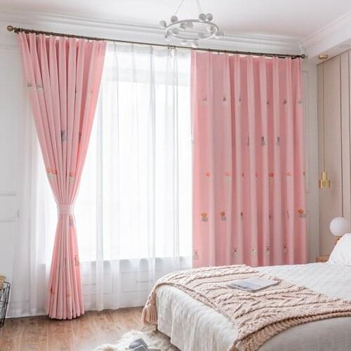 Chicity Pink Princess Style curtains for girls room Embroidered Cartoon kids curtain for Bedroom Window Customized