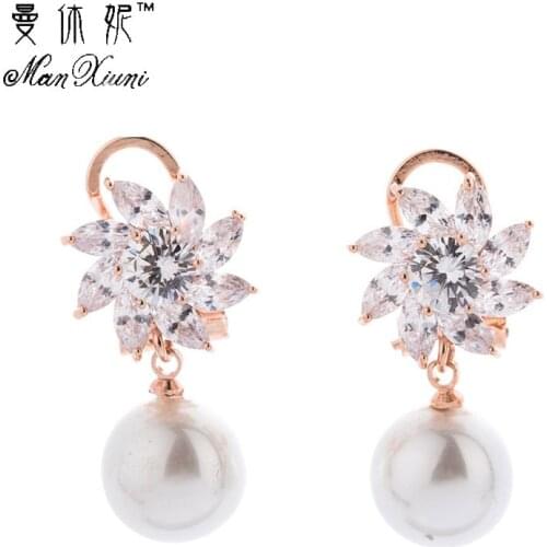 Manxiuni brincos para as mulheres Trendy Flower Stud Earrings for Women Cubic zirconia Earrings Elegant Fashion Jewelry