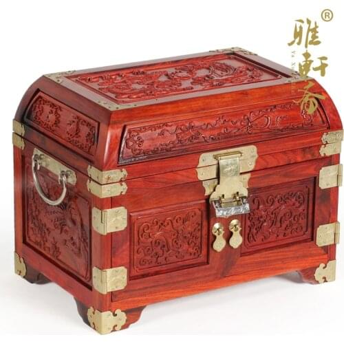 Home decor Rosewood jewelry box TZ Zhai acid branch wood super solid wood jewelry box dragon treasure box with lock