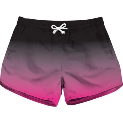 Summer Women Shorts Drawstring Running Gym Gradient Color Surf Board Shorts Solid Color Pocket Travel Surf Swimwear