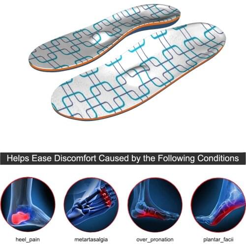 Blue Geometric EVA-Material Arch Support Insoles for Sneaker Shoe Inserts,Orthotic Inserts,Flatfoot Fasciitis,Foot Valgusv