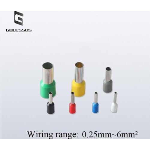 100PCS Tubular Insulated Terminal Cold-pressed E Series Electrical Wiring Accessories Have Strong Conductivity 0.25-6mm²