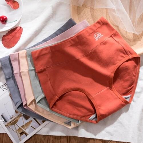 Wasteheart New Women Fashion Blue Red High Waist Panties Underwear Lingerie Briefs Cotton Underpants M L XL Plus Size Lingerie
