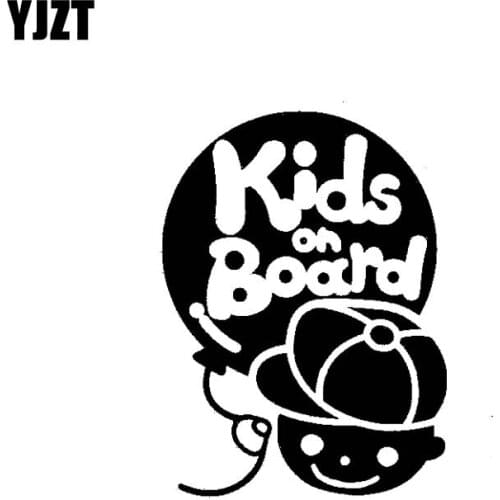YJZT 9.5CM*12.7CM Boy Kids On Board Car Sticker Funny Decal Vinyl Black Silver C10-00654