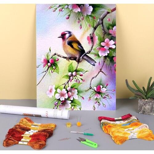 Animal Bird Printed 11CT Cross-Stitch DIY Embroidery Set DMC Threads Sewing Needlework Handiwork Handicraft Counted Jewelry