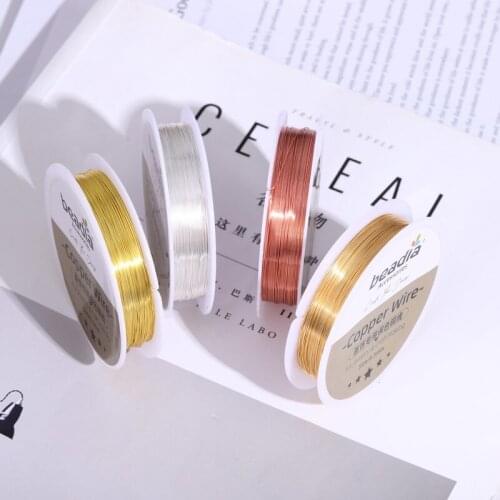 1.5-15M/1Roll KC Gold/Silver Colorfast Copper Wire 0.3/0.4/0.5/0.6/0.8/1.0mm Beading Cord For Bracelet DIY Jewelry Findings Make