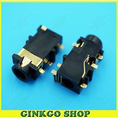 10pcs/lot 3.5mm Audio Jack Sockect 3.5 Headphone Connector 6DIP Pins PJ-342 Sink Type Black for Tablet Phone Digital Product