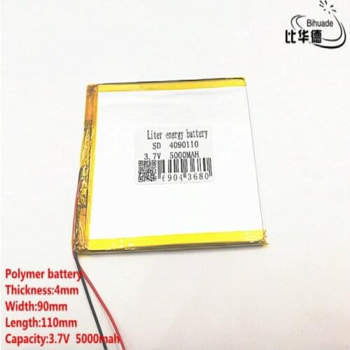 10pcs/lot 3.7V,5000mAH 4090110 (polymer lithium ion battery) Li-ion battery for tablet pc 7 inch 8 inch 9inch tablet PC MID