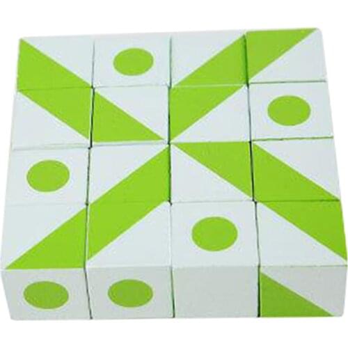 16Pcs Wooden 3D Matching Block Puzzles Building Cubes Toy Educational Toys