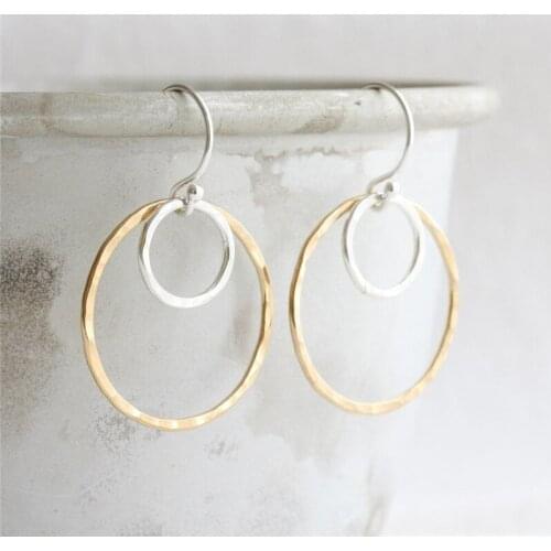 925 Silver Hammered Circle Earrings Silver Jewelry Minimalism Oorbellen Brincos Vintage Pendientes Boho Earrings For Women