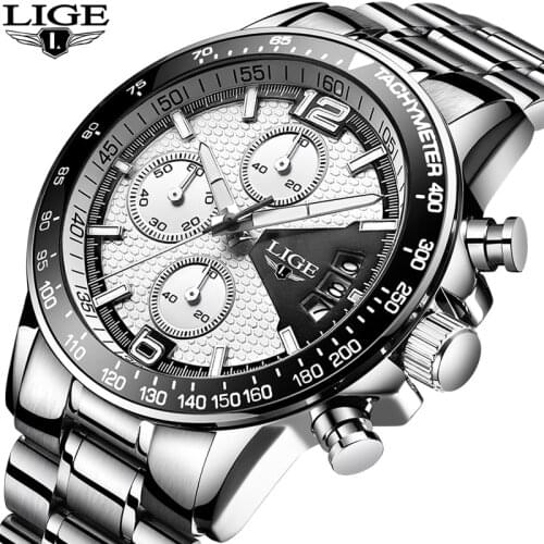 LIGE Watch Men Fashion Sport Quartz Clock Mens Watches Top Brand Luxury Full Steel Business Waterproof Watch Relogio Masculino