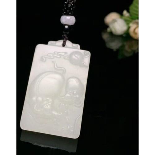 Exquisite Hetian jade landscape painting pendant h21