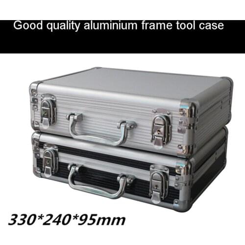 Aluminium tool box tool case 320*230*80MM magic props file storage Hard carry tool box Hand Gun Locking Pistol with pre-cut foam