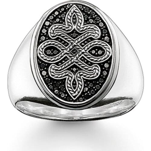 925 Sterling Silver Black Zirconia Love Knot Rings, Fashion Thomas Style Bowknot Chinese Knot Ring Jewelry Ts Gift for Women Men