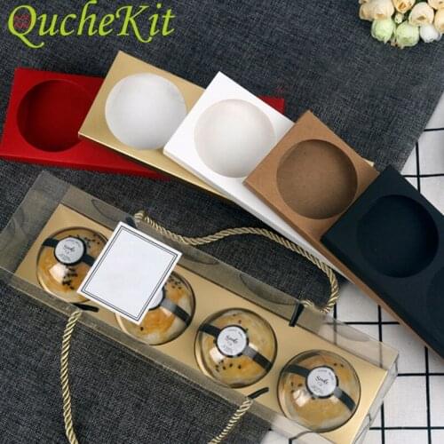 10pcs Transparent Swiss Roll Cupcake Moon Cake Boxes With Handle Portable Packaging Dessert Container Holder Wedding Gift Bag