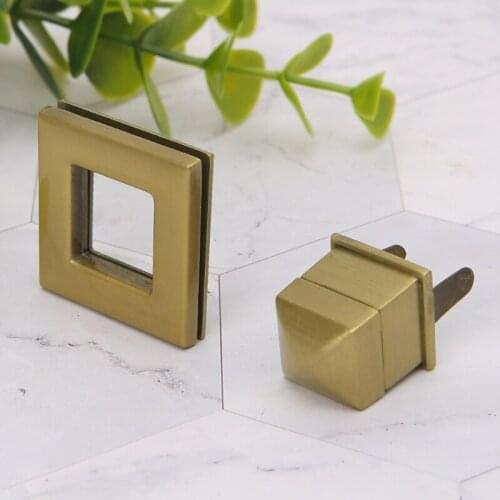 Square Shape Clasp Turn Lock Twist Locks DIY Messenger Handbag Bag Hardware LX9F