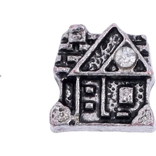 Hot selling Silver-plated house floating charms living glass memory floating pendant locket for diy jewelry