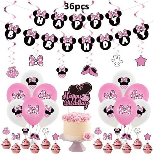 Disney Minnie Balloon Theme Party Supplies For Kids Party Decoration Set Minnies Birthday Party Decoration Supplies For Girls