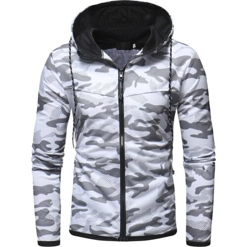 2018 winter new digital camouflage printed sweatshirt mens youth wild casual slim zipper cardigan hoodie coat