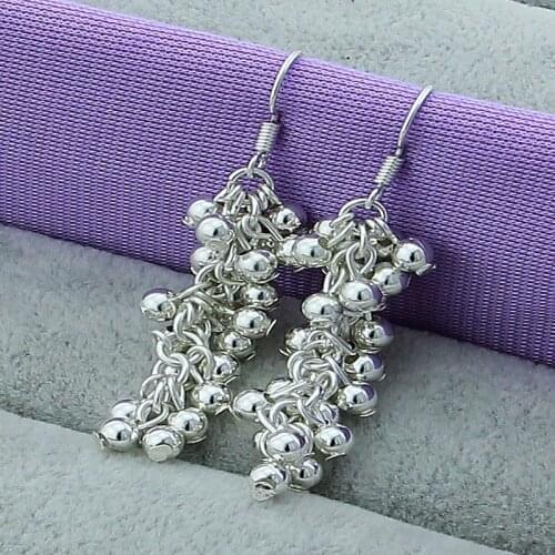 New 925 Sterling Silver Small Grape Beads Charm Earrings For Women Lady Gift Fashion High Quality Wedding Jewelry Accessories