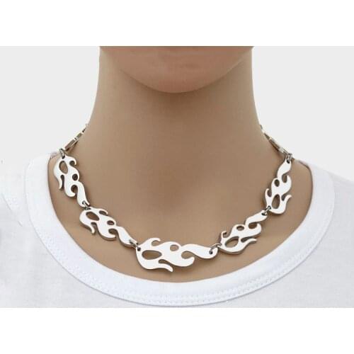 Fashion flame shape necklace hiphop hip hop street titanium steel collar necklace pendant jewelry hot sale