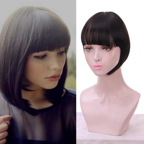 BUQI Straight Synthetic Hair Clips Wig With Bangs Increase The Amount Of Hair On The Top Of The Head To Cover The White Hair