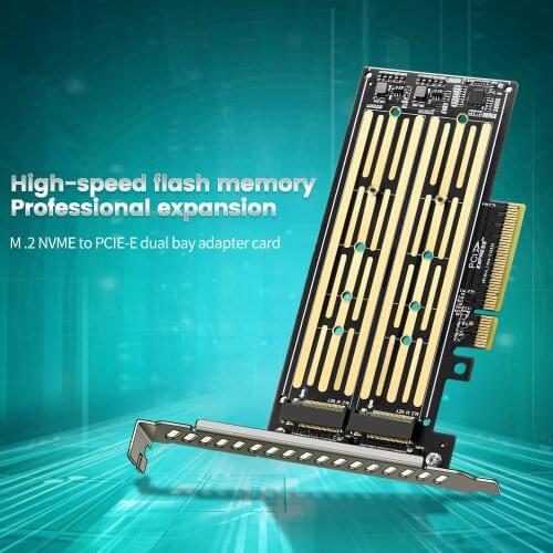 M.2 Nvme To PCIe Riser X8X16 Adapter Card Hard Disk Dual-disk Interface Gen3 32Gbps Expansion Card for 2230/2242/2260/2280/22110