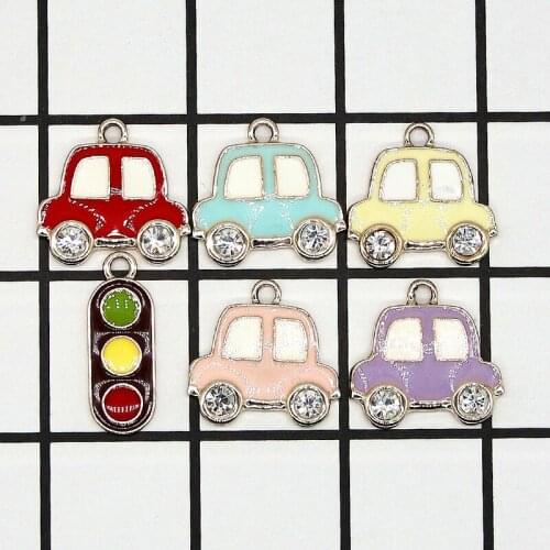 10pcs/lot Car Traffic Light Enamel Charms Pendant For DIY Bracelets Necklace Jewelry Accessories Findings Gifts XL920