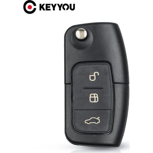KEYYOU Flip Car Blank Key Shell Remote Fob Case For Ford C Max S Max Galaxy Focus Fiesta Ecosport Kuga Escape Uncut FO21 HU101
