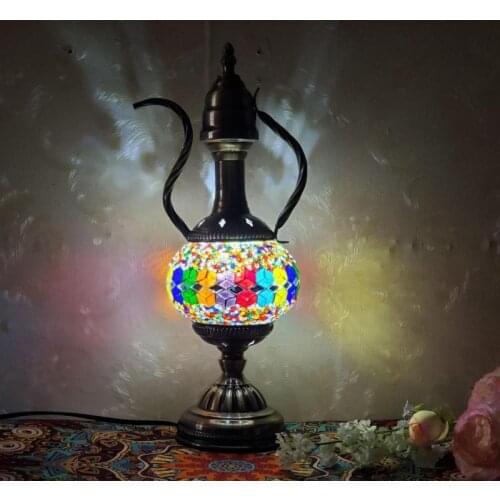 Retro Turkish Table Lamp Bohemian Mosaic Glass Led Desk Lamp For Bedroom Bedside Table Lightings For Bedroom E14