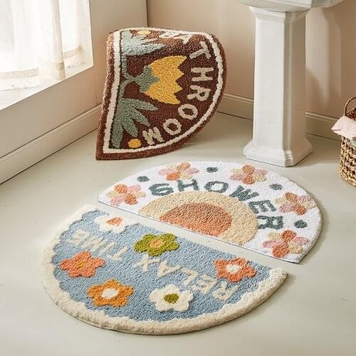 Nordic Bathroom Floret Carpet Flower Area Rugs Anti Slip Absorbent House Entrance Carpets Thickened Door Mat Home Decor
