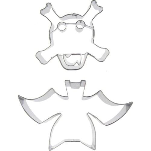 Skeleton head, Black bats shaped 2 piece biscuit cutting molds, baking tools, cake decorating soft candy tools