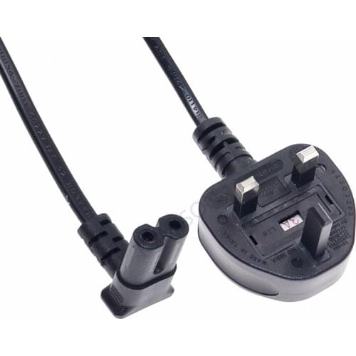 Upward Downward Angled C7 Firgure 8 Power Replacement Cord for LED LCD TV Monitor, UK British Plug to IEC C7 Power Cable 1.5m