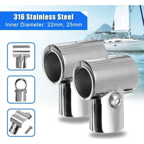 Audew 22mm 25mm Boat Pipe Connectors Marine Yacht Railing Handrail 316 Stainless Steel Pipe Tube Connector Clamp Marine Hardware