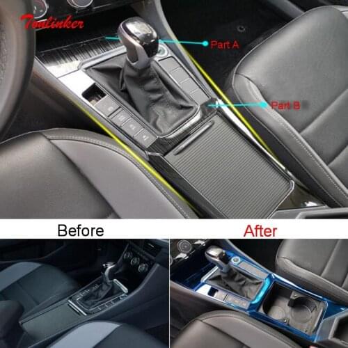 Tonlinker Interior Car Gear Panel Cover Case Stickers for Volkswagen Jetta MK7 2019-20 Car Styling 1 PCS Metal Cover Stickers
