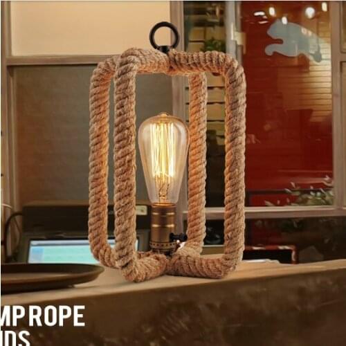 Vintage Rope Loft table lamp Creative Personality Industrial Lamp Edison Bulb American Style For Living Room decoration