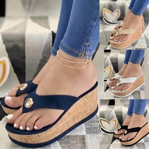 Women Wedges Slippers Summer Plus Size Outdoor Slides Fashion Flip Flops Patchwork Laides Beach Slippers