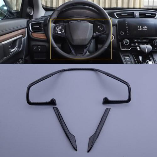 1Set Carbon Fiber Style Steering Wheel Decor Cover Trim Moulding Fit For Honda CR-V CRV 2017 2018 2019 2020