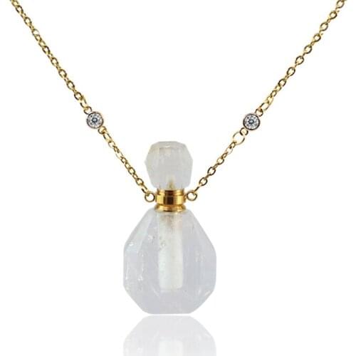 1PC Natural Gems stone Cear Crystal Quartz Pendant Perfume Bottle Pendant for Necklace Jewelry