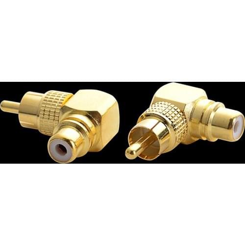 1pcs Gold-plated Male to Female Audio Adapter L-type 90-degree Curved Lotus RCA Right-angle Elbow Male to Female Converter Plug